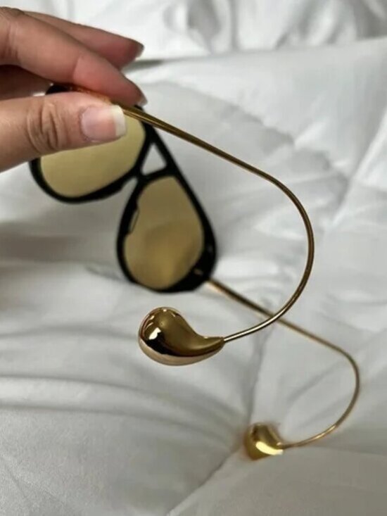 Bottega Veneta Unique Gold-Detail Aviator Sunglasses - Picture 4 of 5